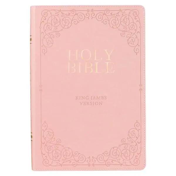 KJV Holy Bible - Giant Large Print Full-Size Faux Leather Cover, Pink, Thumb Index, Ideal for Mothers, Christian Art Gifts with Fine Binding - Eases Eye Strain for Daily Quiet Time