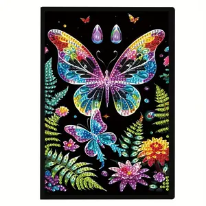 Diamond Art Notebook Set, 5D DIY Crystal Diamond Mosaic Diary, Artificial Leather Cover, Irregular Diamonds, Craft & Learning Journal