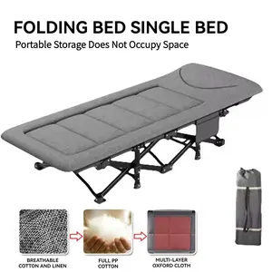 Folding Adult Camping Bed with Cushion and Eye Mask, Outdoor Furniture, Heavy Duty Outdoor Single Lunch Bed with Carrying Bag, Afternoon Time Travel Camping Bed, Beach Lawn Park Universal Outdoorfun