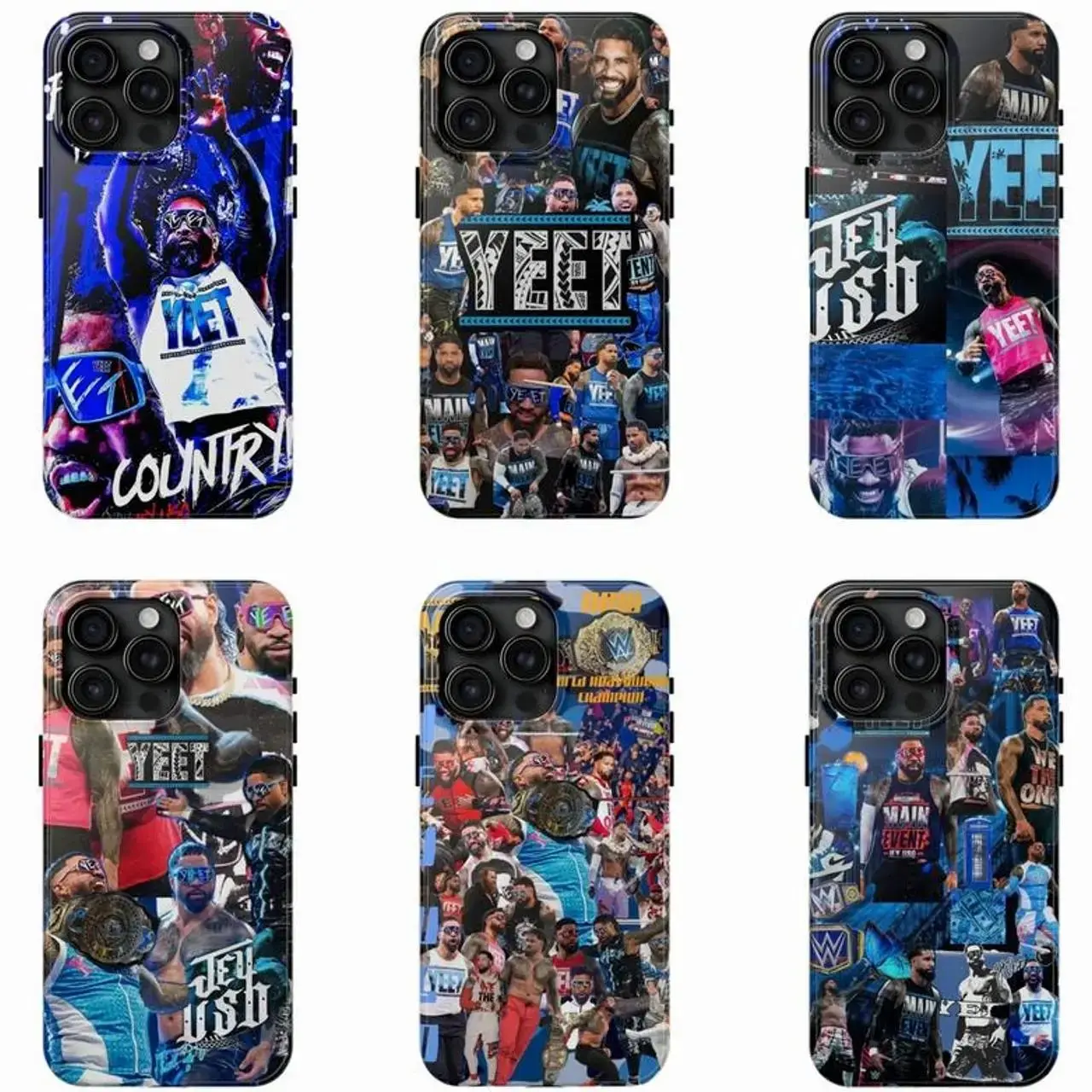 6 Styles WWE Jey Uso Tough Phone Case Gift for Fans for iPhone17 ProMax /16/15/14/13/12/11 Plus for Samsung phones, suitable for both men and women,