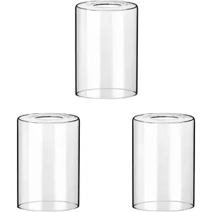 3 Pack Clear Glass Shade Covers Replacements, 5.5in Height, 3.9in Diameter, 1.65in Fitter, Clear Cylinder Glass Lamp Shade Replacement Globe