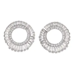 Diamonique x Zaxie Silvertone Boss Lady Hoop Earrings