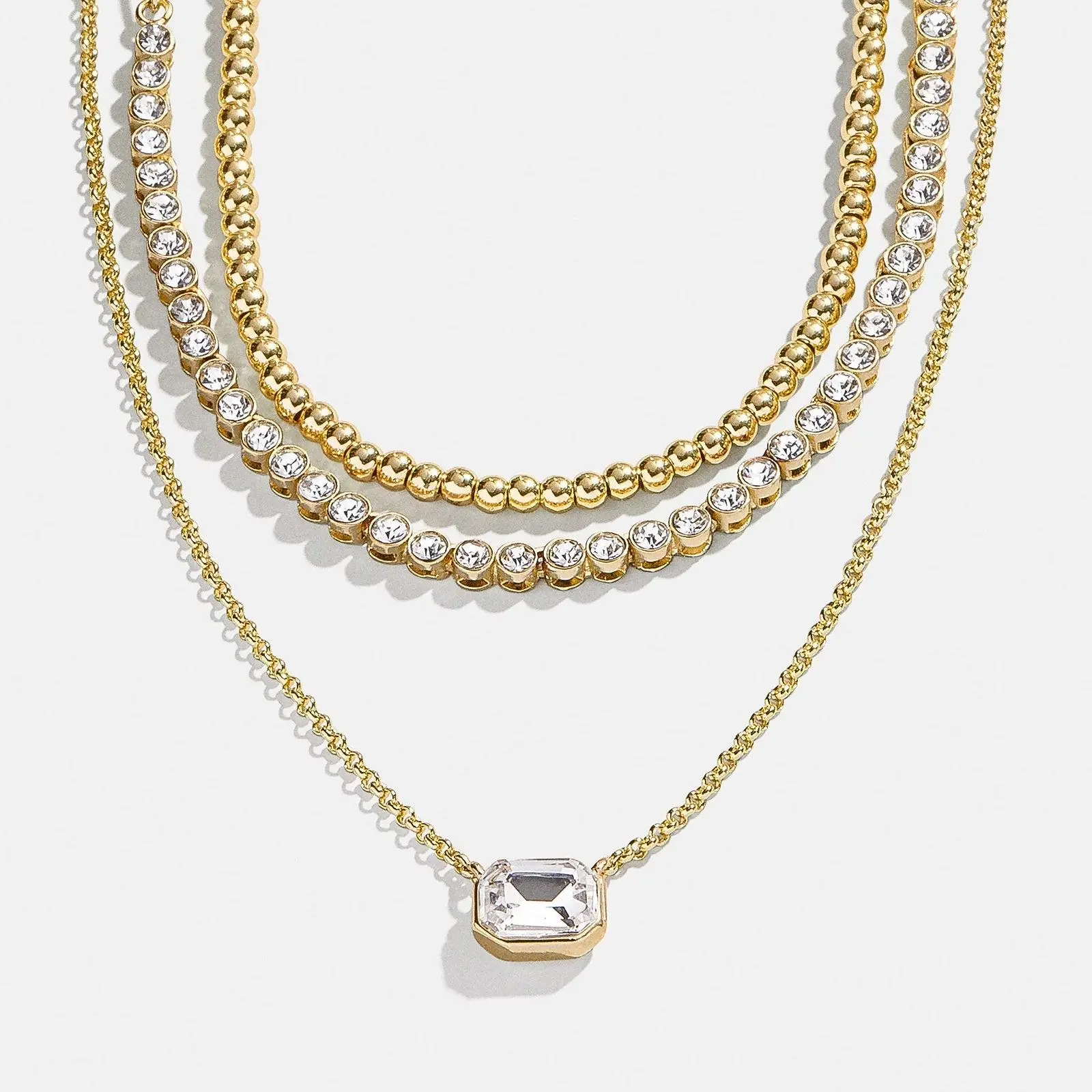 Kenna Layered Necklace - Gold/Pavé
