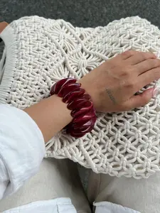 1pc Women's Punk Style Resin Bangle Bracelet, Beaded Design, Geometric Pattern, All Season Jewelry Accessory for Women & Girls