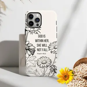Psalm 46:5 Christian Floral Bible Verse Smartphone Case, Religious Scripture Gift, Cellphone Handheld Accessories Shell for iPhone 17,16,15,14,13,12,11, Pro, Pro Max, Plus, Air