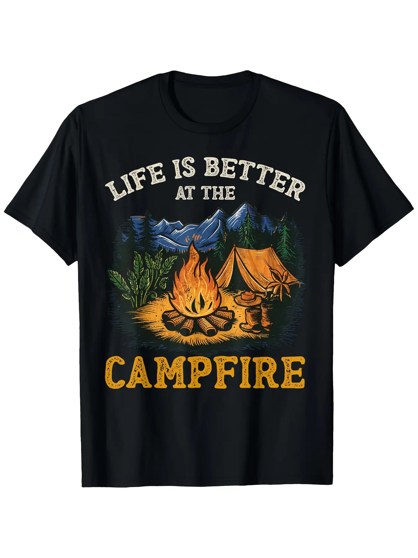 A Humorous T-Shirt for Campers That Celebrates The unisex soft cotton short sleeve t shirt, vintage graphic casual tee for men women teens, perfect birthday holiday gift for camping travel gym daily street casual wear