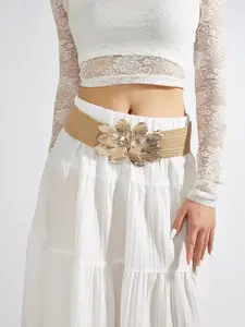 Elastic Waist Belt, Flower Boho Summer Belt, Statement Belt, Fashion Accessory for Dresses, Pants, Beach, Daily Wear, Valentine's Day, Stylish Belts, Everyday Belts, Waist Accessories