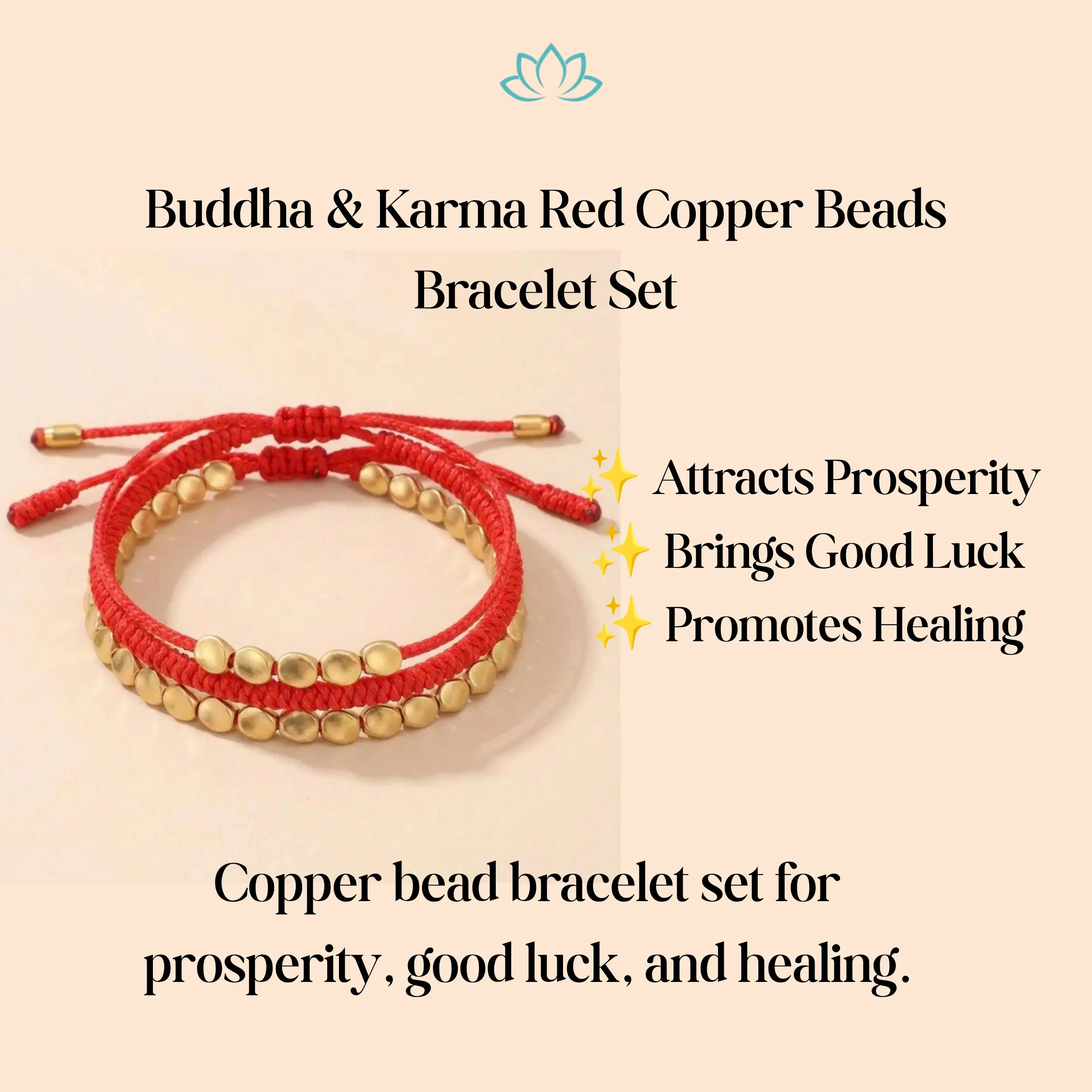 Exclusive: Buddha & Karma Red Copper Beads Bracelet Set