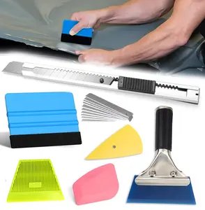 Vinyl Wrap Tool Set Kit Window Tinting Tool Include Felt Squeegee, Retractable 9mm Utility Knife and Blades,Pre to Cut Vinyl Squeegee Rubber Corner Squeegee for Car Wrapping,Wallpaper,DIY Craft,Graphic