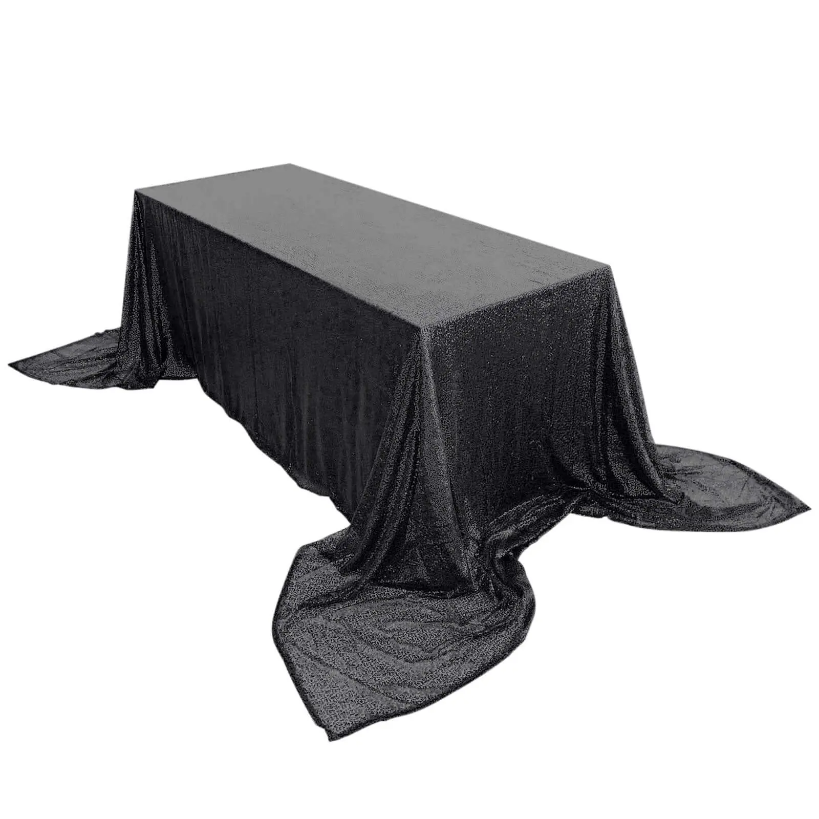 Black Seamless Sequin Rectangle Tablecloth, 90"x156" - Outdoor Furniture Table Cover for Decoration, Jewelry Shows Display