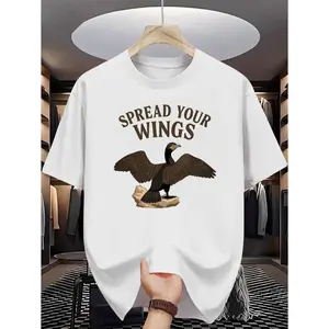 Men's birdwatching and nature Graphic T-Shirt - Short Sleeve Crew Neck Regular Fit Casual Wear | Soft & Breathable Fabric, Durable Print, Everyday Comfort, Machine Washable, casual and nature-themed indoor clothing store with a modern, minimalist display