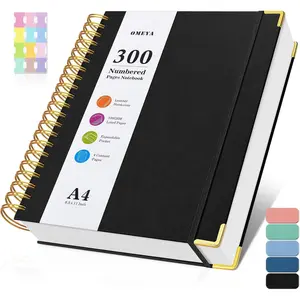 Large A4 Spiral Notebook 8.5" x 11", 300 Numbered College Ruled Pages with Contents, 100GSM Thick Hardcover Leather Lined Journal for Writing, Suitable for Women Men, Ideal for Work and School