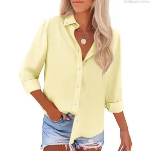 Button Down Shirts for Women Oxford Shirt Cotton Dress Shirts Collared Long Sleeve Wrinkle Free Blouse TopsCC29HandyToolPro
