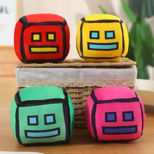 12cmGeometry Dash Cube Plush Toys Stuffed Plushie Doll Small Pillow Square Pendant Game Cute Kids Fans Collection Birthday Gift