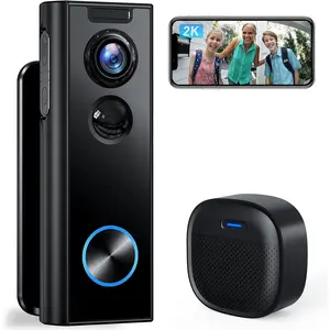 Doorbell Camera  No Subscription,  Video Doorbell with Chime, 2-way Audio,  Alert, Human Detection, Night Vision, 2.4G , Works with Alexa and  Assistant, Indoor Outdoor