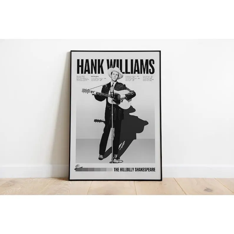 Hank Williams poster Old School Country Music wall art 1950s 60s blues country home décor