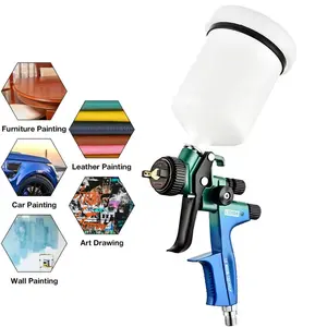 Hvlp Paint Sprayer Gun, 1.3mm 4000blan Airbrush Tool, Blue Gradient Design, Ideal for Cars, Furniture, Models, Walls, Art