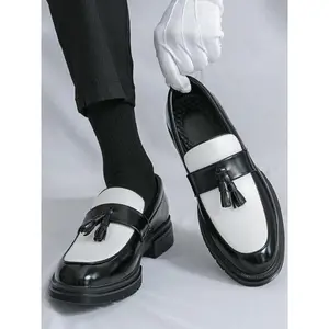 Men's Fashionable Colorblock Tassel Design Loafers, 2024 New Style Stylish British Style Slip-on Shoes for Party, Daily Clothing Decor for Men Dainty Gift for Your Love