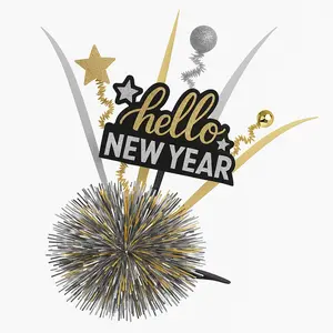 "Hello New Year" Tinsel & Glitter Hair Fascinator