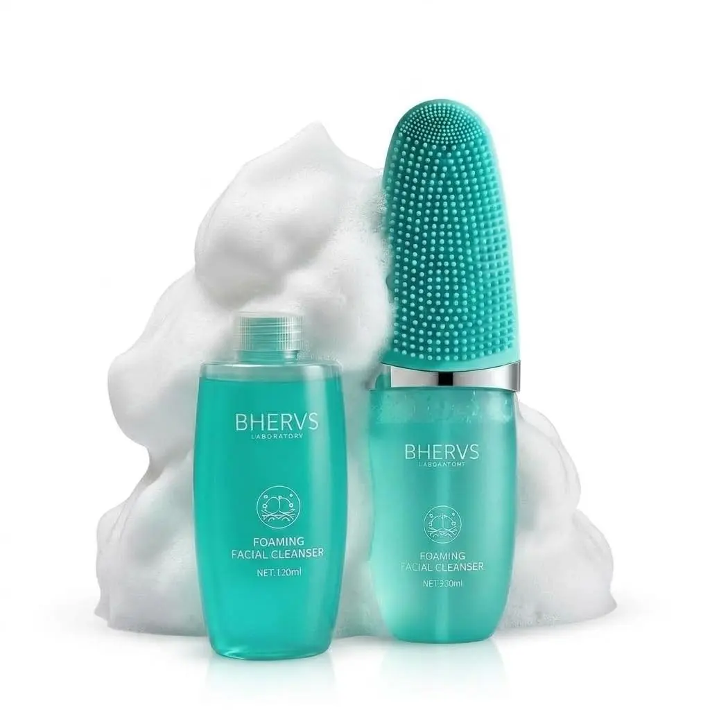 2-in-1 Foaming Face Wash with Silicone Brush, (120ml x 2) | Built-in silicone brush head targets blemishes and oily T-zones with four unique textures for a deep, comprehensive clean