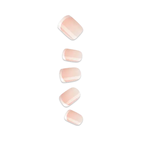Impress Design No Glue Fake Press On Nails - Chic French | French Tips, White & Neutral, Short, Squoval, Manicure