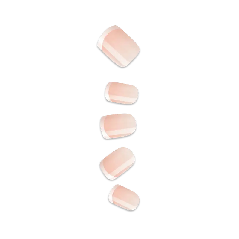 Impress Design No Glue Fake Press On Nails - Chic French | French Tips, White & Neutral, Short, Squoval, Manicure