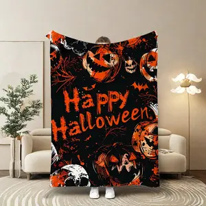 Blanket, 1 Count Soft Comfortable Throw Blanket, Cool Bedroom Bedding Blankets, Halloween Themed Warm Napping Blanket for Home Office Travel, Christmas Gifts, Christmas Decorations