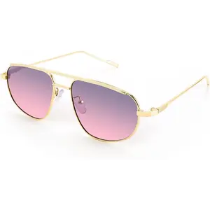 FEISEDY Retro Trendy Aviator Sunglasses Women Men 90s Small Vintage Glasses Stylish Gold Metal Oval Sunglasses Combo pack  B2906