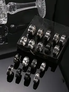 Men's Stainless Steel Rings Set, Fashionable Hip-Hop Punk Style, Casual Daily Commute Jewelry, Perfect Gift for Men, Random Styles, Stackable Ring
