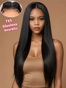 28 Inch Long Straight Synthetic Lace Front Wig for Women, Gorgeous Fluffy No-Bangs Glueless Frontal Wig for Parties and Daily Use