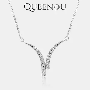 【870】Romantic Snowflake Y-Shape Synthetic Moissanite Necklace - Elegant Valentine's Day Gift, Fashionable Jewelry for Women, Perfect for Anniversary or Holiday Celebrations