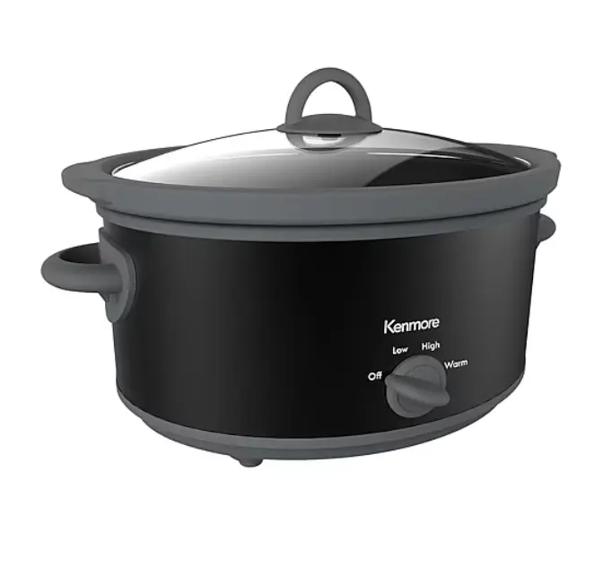 Kenmore 5 Qt Dial Control Slow Cooker - Black Electric Family-Size Countertop Kitchen Appliance with Glass Lid, Removable Pot for Everyday Home Cooking
