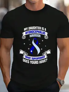 100% Cotton Hydrocephalus Survivor Daughter Power Awareness Warrior T-Shirt Women's Men's Graphic Tee Crew Neck summer vacation Tops