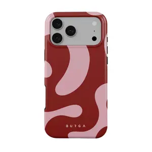 Burgatucase Flex Abstract Pink Red iPhone 17 Pro Max Case, MagSafe Compatible Protective Phone Cover, Modern Minimalist Art Design, Shockproof Slim Luxury Smartphone Case