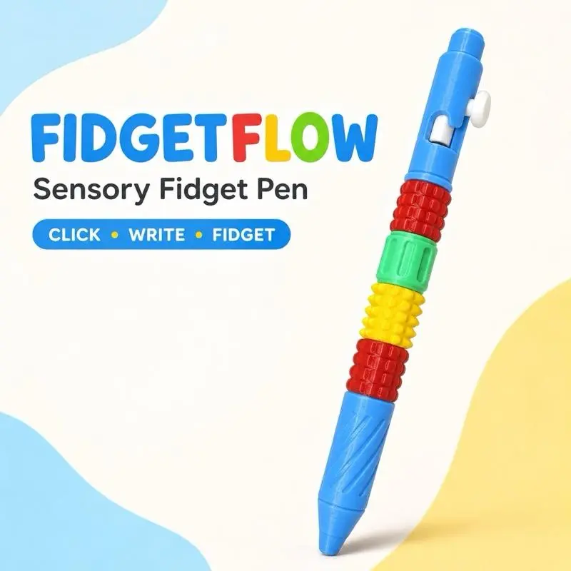 Bolt-Action Fidget Ballpoint Pen with Ballpoint Tip - Office/School Stationery, Stress Reliever for Adults, Relaxation Calming Tool to Boost Productivity & Keep Desks Organized
