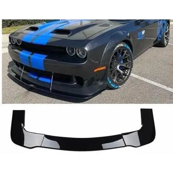 Glossy Black 3PC Front Lip Splitter Spoiler, High-Quality Luxury Looking Perfect Fit for 2012-2022 Dodge Challenger SXT SRT Hellcat, Easy to Install Auto Bumper Lower Lip for Personalizing and Upgrading, Custom Front Bumper Lips, Tape Mounting