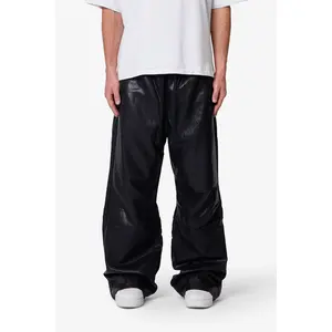Leather Ultra Baggy Sweatpants - Black