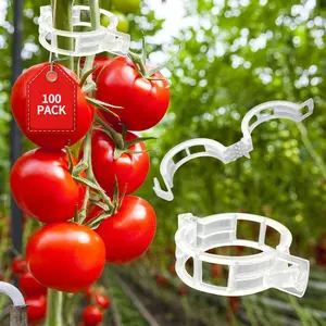 100 Pcs Plant Support Clips, Clear Plastic Trellis Clips, Garden Clips, Vegetable Clips, Vine Tomato Clips for Plants Support, Plant Clips for Climbing Plants to Grow Upright & Healthier