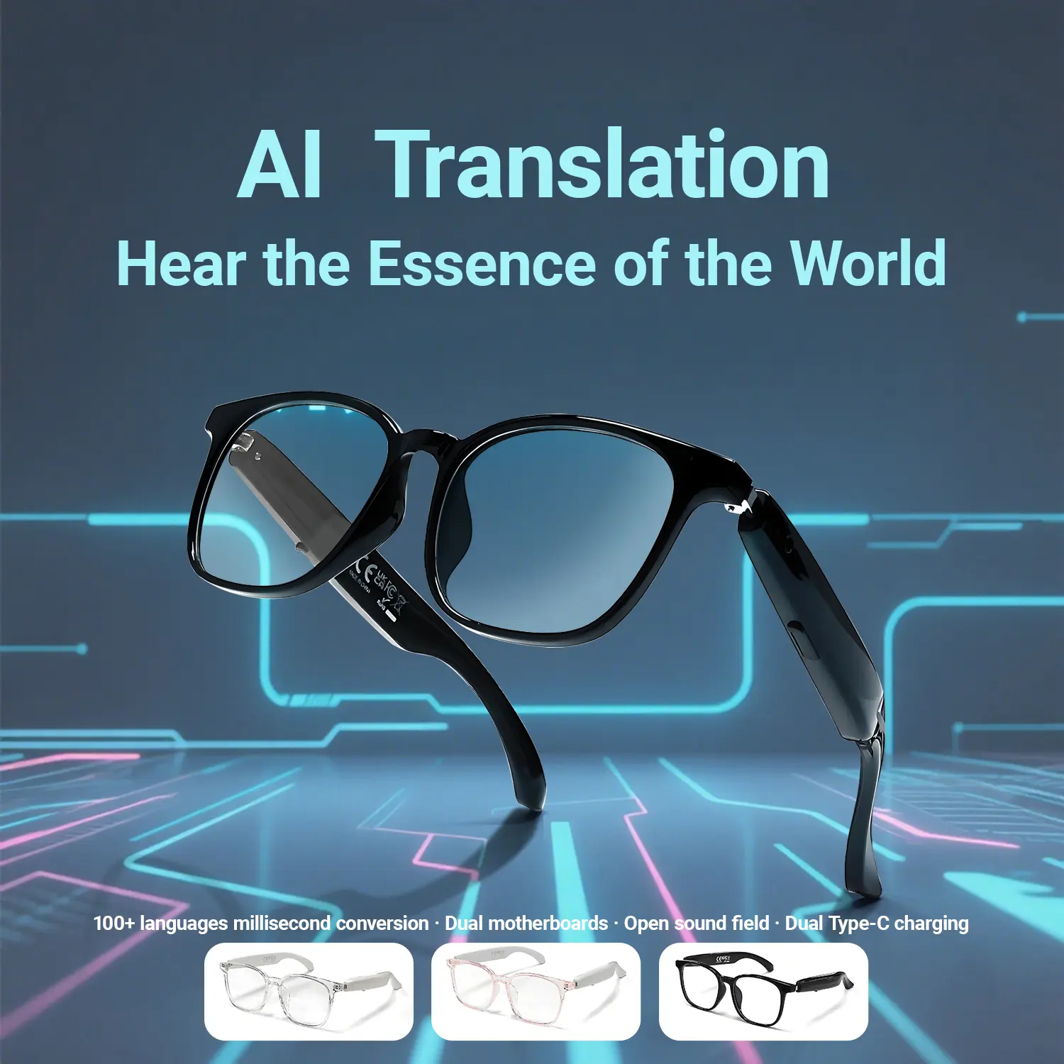 F19 Smart Glasses UV Protection Anti-Blue Light , Bluetooth Compatible for Men & Women , Multifunctional