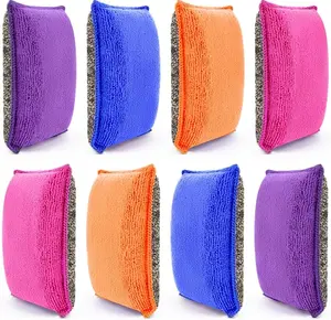 8 Pack Microfiber Sponge Kitchen, Dish Scrubber Sponge Non-Scratch Reusable Heavy Duty Kitchen Sink Dish Sponge for Washing Dishes, Pans Cleaning Set