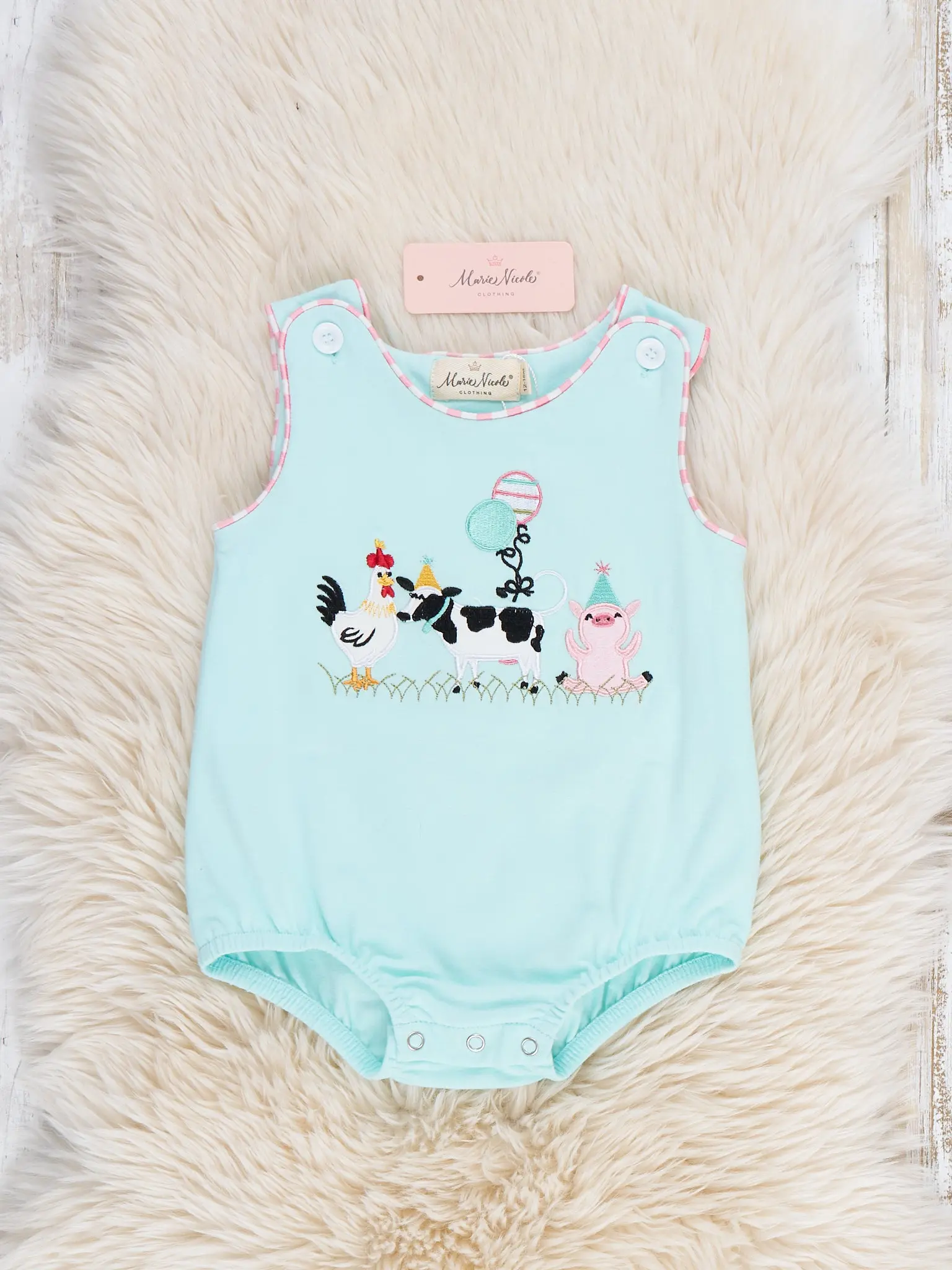 Barnyard Balloon Embroidered Bubble Romper
