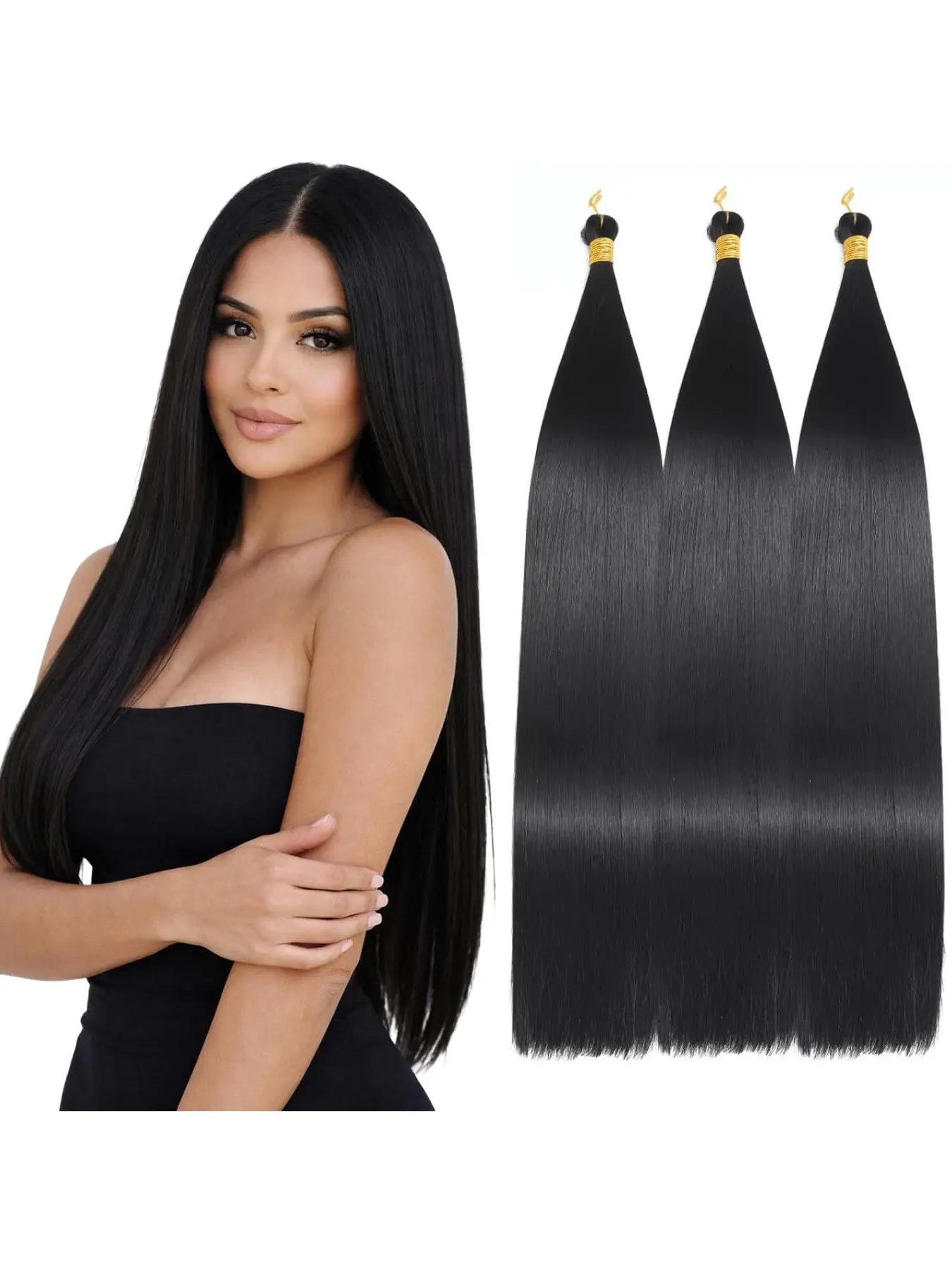 Women's Extra Long Straight Hair Extension Set, Synthetic Hairpiece, DIY No-Trace Clip-In, Natural Volume, Daily Wear, All Seasons, 24in, Synthetic Fiber Extensions