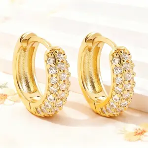 Hip-hop Copper Earring Style Round Earrings, Personalized Micro-inlaid Zircon Full Diamond Ear Buckles for Both Men and Women