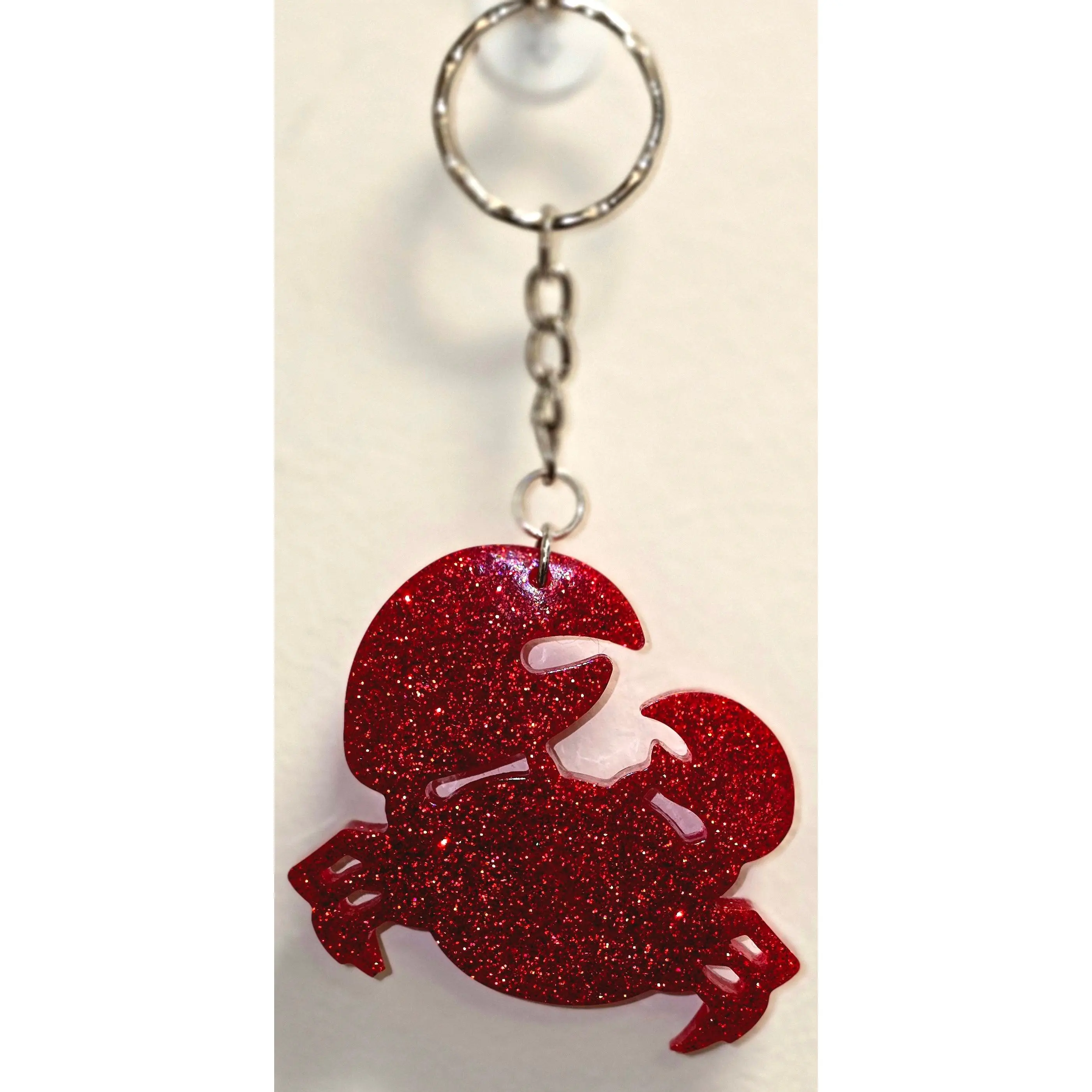 Red Sparkling Cancer Keychain – Glitter UV Resin Zodiac Crab Charm