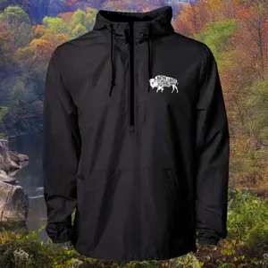 Bison Lightweight Embroidered Pullover Windbreaker Jacket - Honoring First Nations, Inuit, Native American Indigenous Cultures