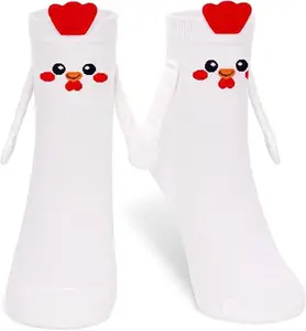 FunisFun Chicken Socks with Magnetic Holding Hands Funny Animal Crazy Socks for Women Ideal Gifts for Adult