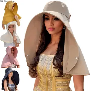 Stylish Women's Solid Color Wide Brim Sun Hat - Casual Outdoor Sun Protection, Ideal Fashion Accessory for Beach, Garden, Daily Wear & Summer Fun