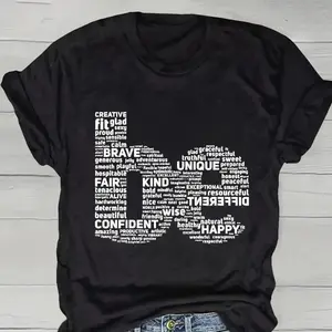 Minimalist Statement Crew for Everyday Mindset - Black or White Tee Featuring a ‘BE HAPPY’ Word Cloud Design,Casual daily wear - sporty T-shirt - soft and comfortable - casual style.