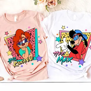 Retro 90s His Roxanne And Her Max T-shirt, Cartoon Movie Shirt, Couple Matching Tee, Max and Roxanne Couple Outdoor Outfits, Gift For Couple
