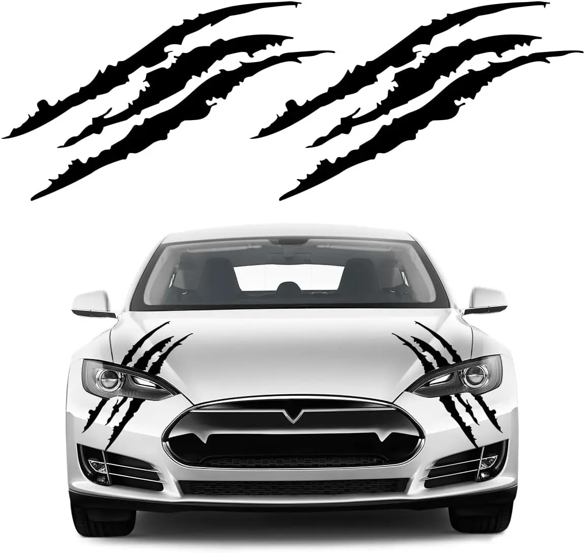 2 count  Claw Mark Stickers, Automotive Vinyl Claw Mark  for Hood Headlight, Universal  Claw Mark Decoration Stickers Fit   SUVs,  Accessories (Black)